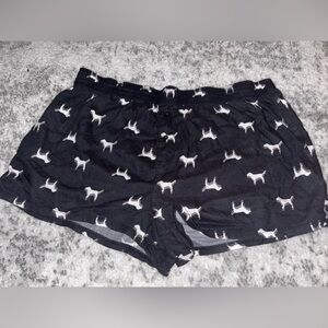 Victoria’s Secret PINK Boxer Shorts Black with Dog Pattern Print Size: Large